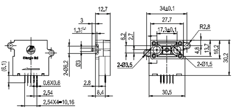 Gas flow sensor size 3