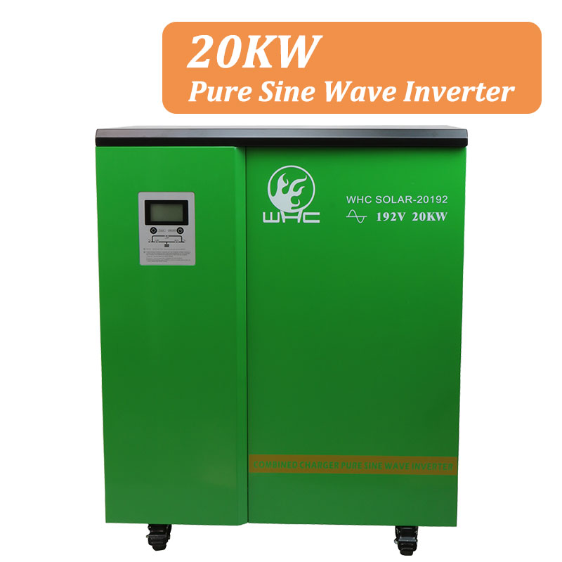 20KW IGBT Pure Sine Wave Low Frequency 192V 240V DC To 220V AC Off Grid Solar Power Inverter with wheels logo green print