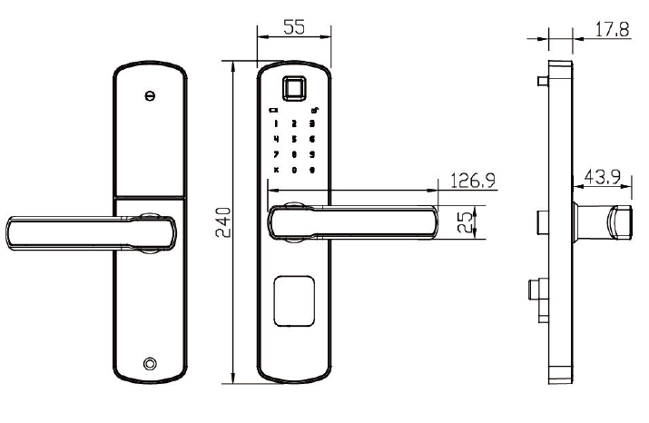 LS-F01 Fingerprint interior lock size