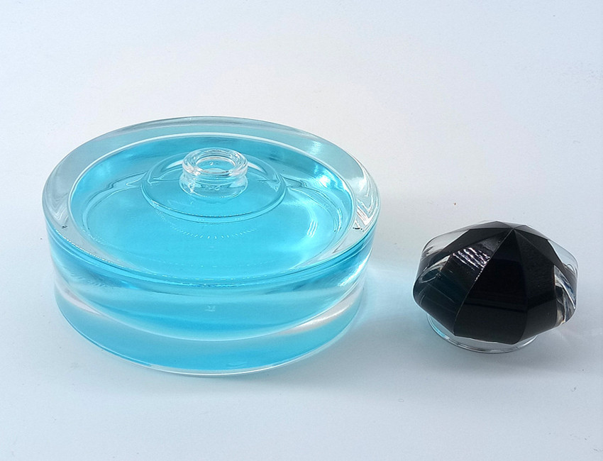 Blue Round Glass Perfume Bottle Blue Round Glass Perfume Bottle