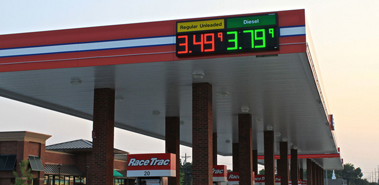 gas station canopy led price sign