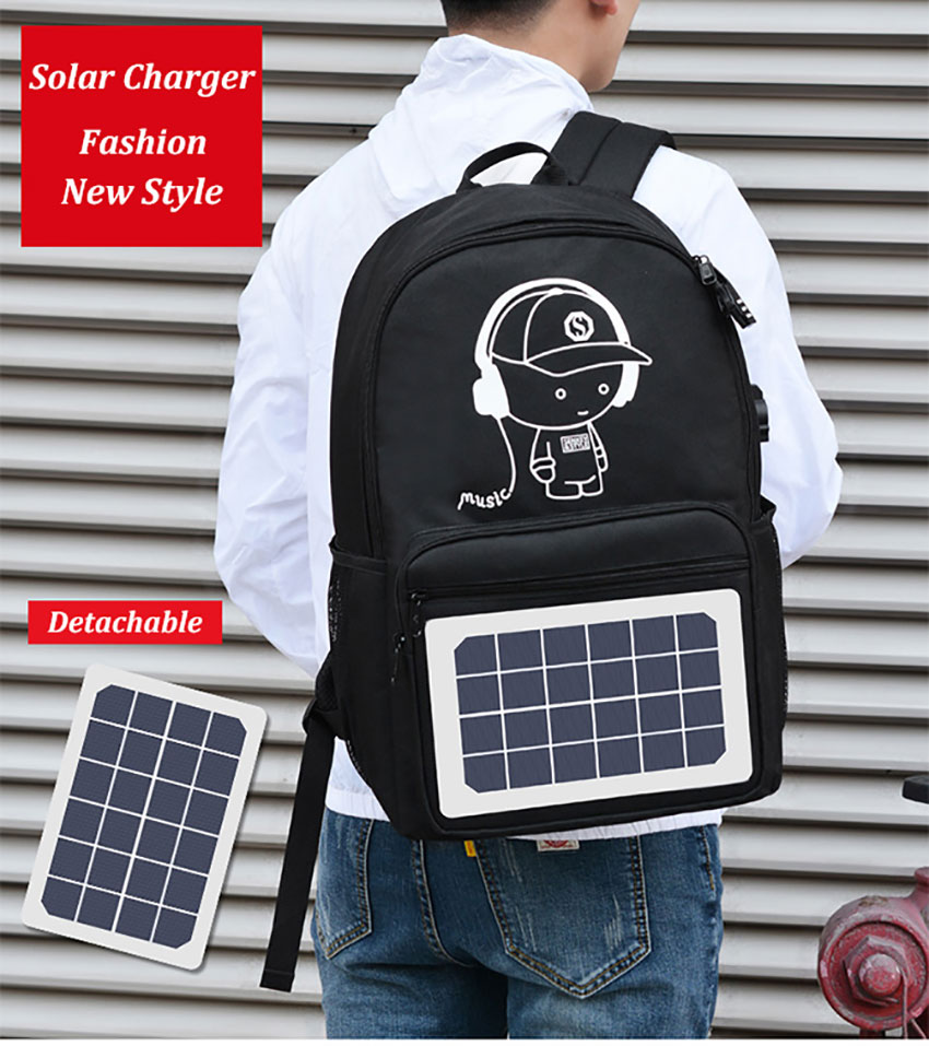 Mobile Phone Charging Solar Panel Powered Backpack fashion style
