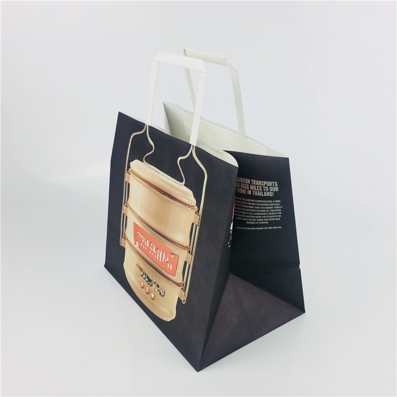 Printed white paper take out bags