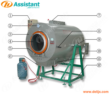 Gas Heating Tea Leaf Fixing Roasting Machine 6CST-90