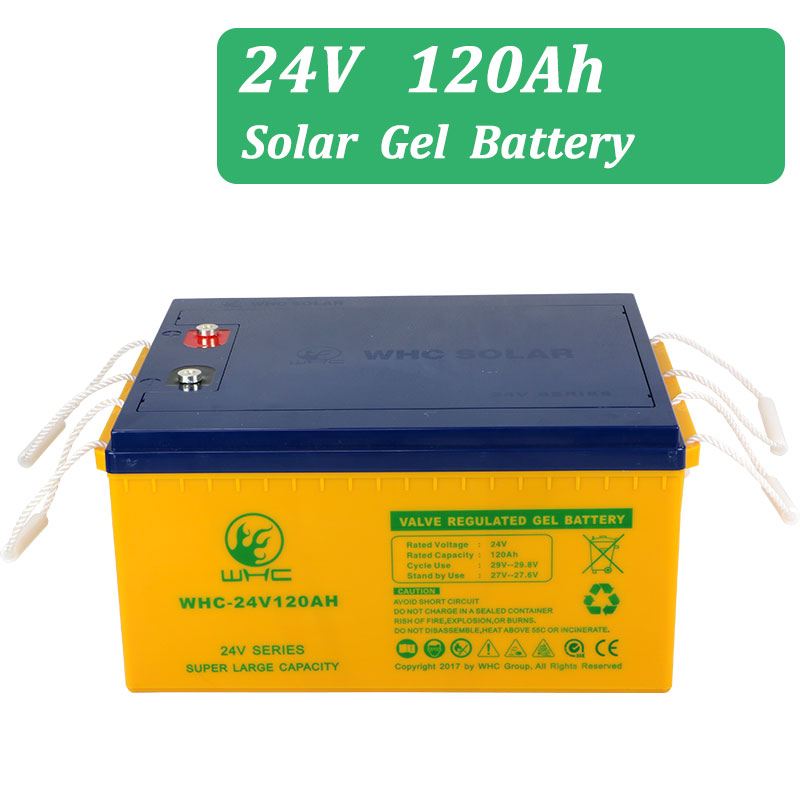 24V 120Ah Rechargeable Lead Acid Gel Deep Cycle Solar Panel Storage Battery print logo
