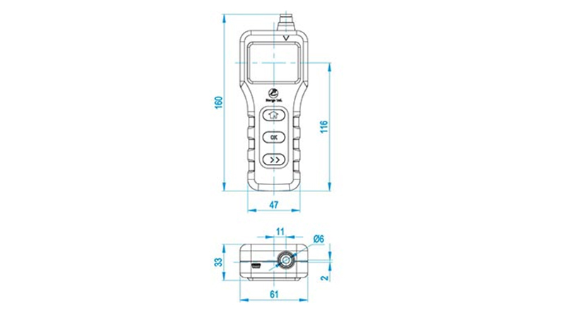 Handheld gas mass flowmeter size