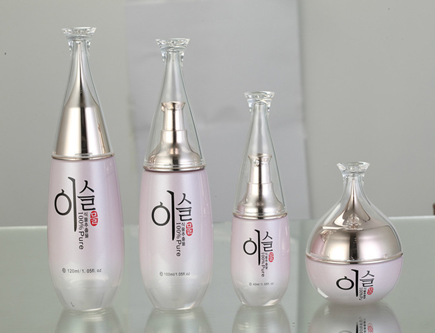 Pink Glass Cosmetic Bottles