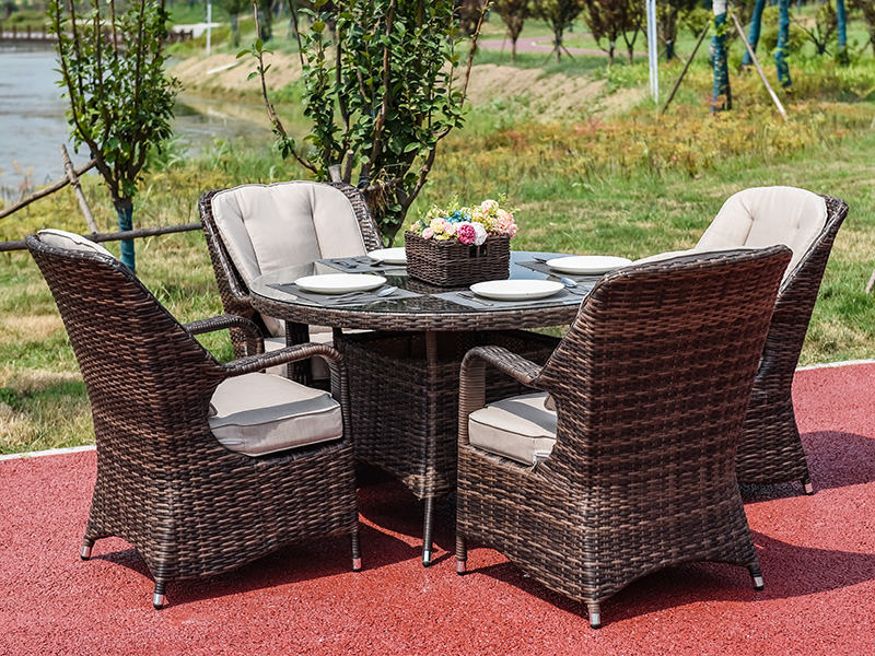 wicker dining table with chairs