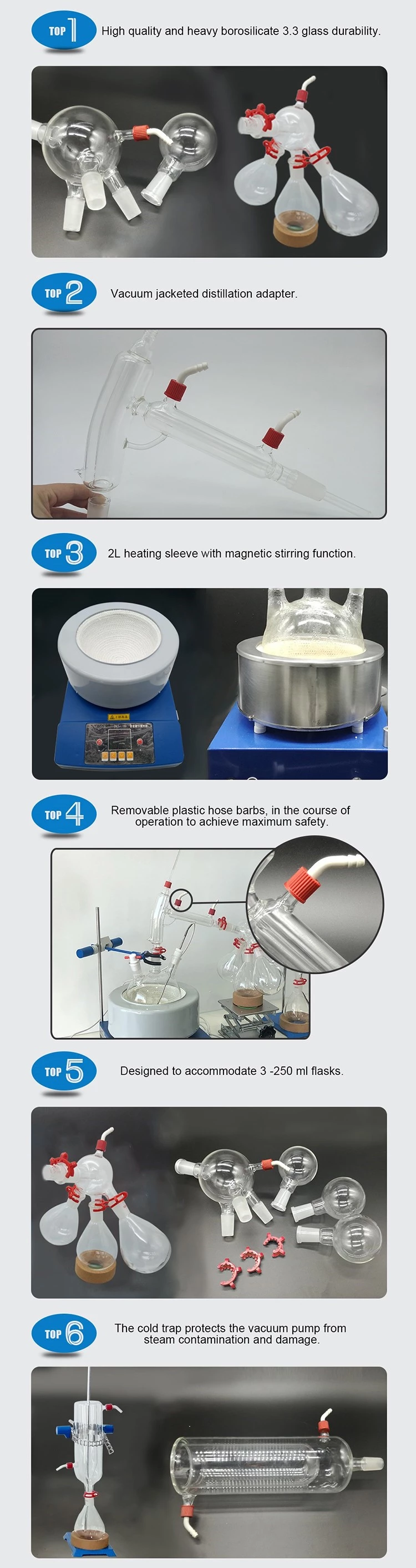 TOPTION Mini Lab 2L short path distillation with 2L heating mantle