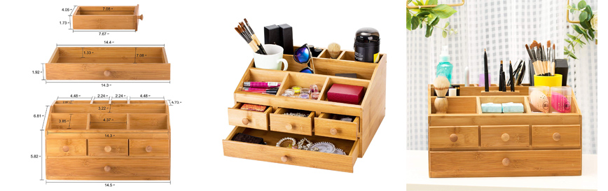 bamboo space saving desk organizer