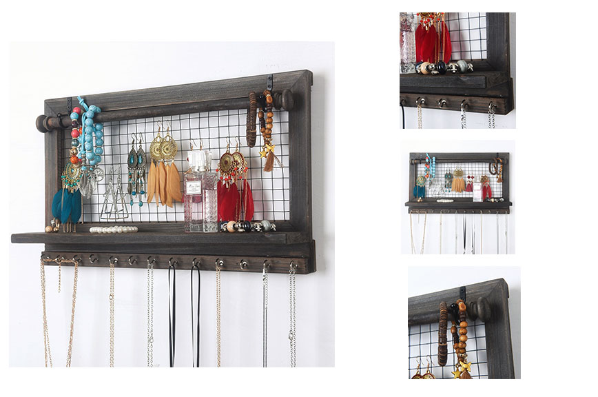 rustic wood jewelry organizer