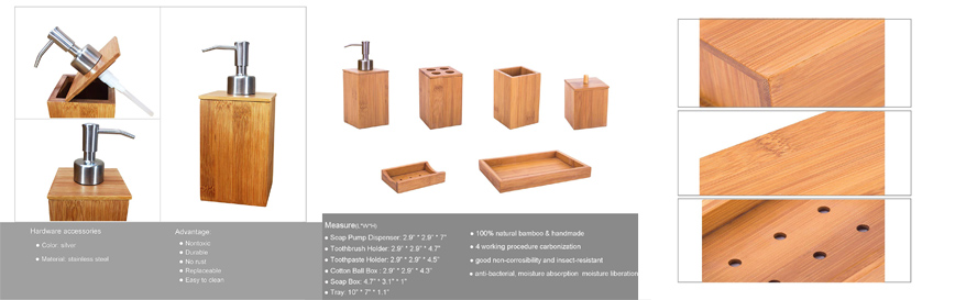 Bamboo Bathroom Accessory Set