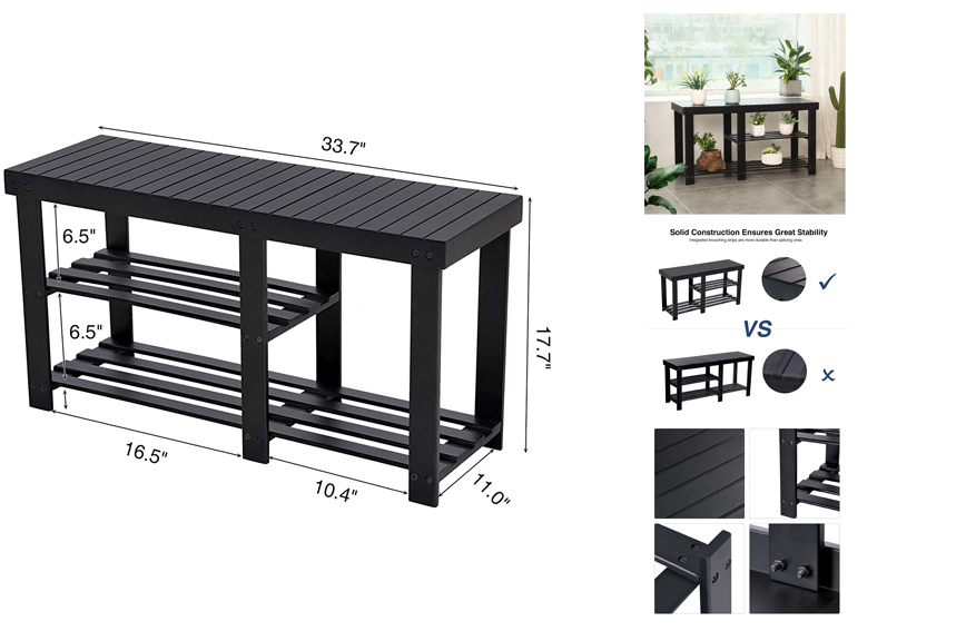 3 tier bamboo shoe bench