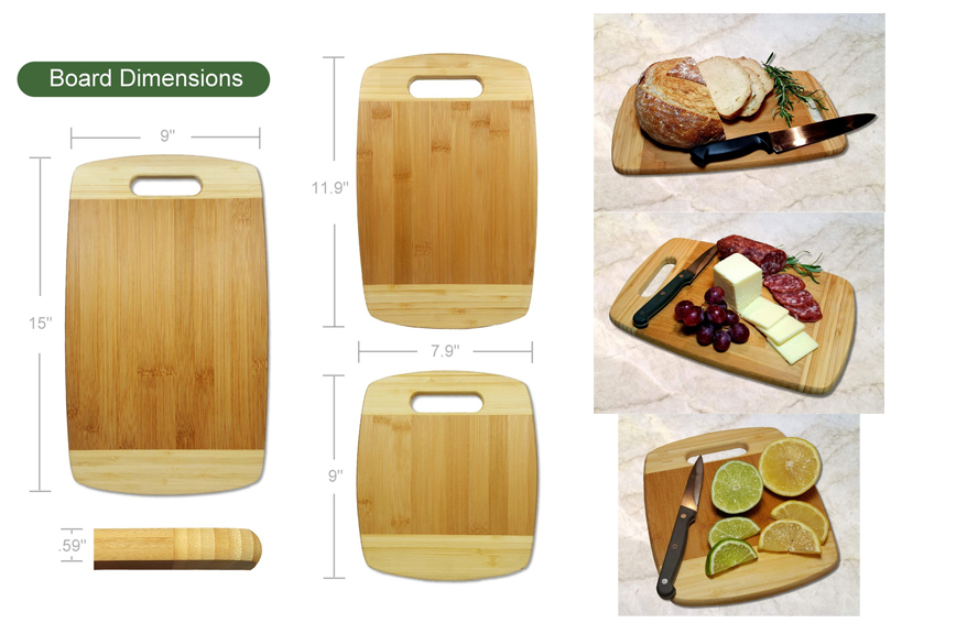 3 Piece Bamboo Cutting Board Set