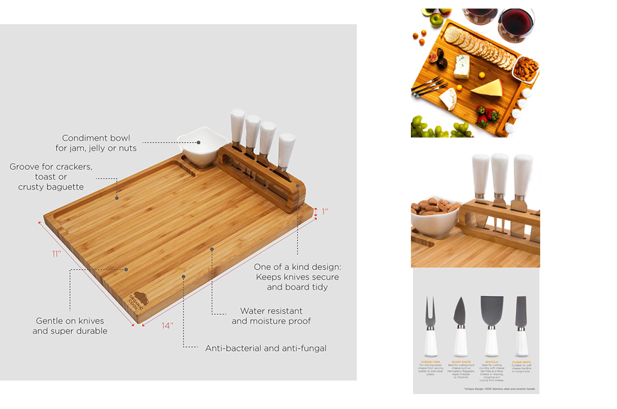 Bamboo Cheese Board Set