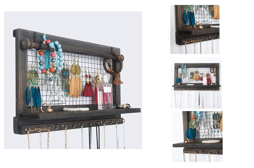 rustic wood jewelry organizer