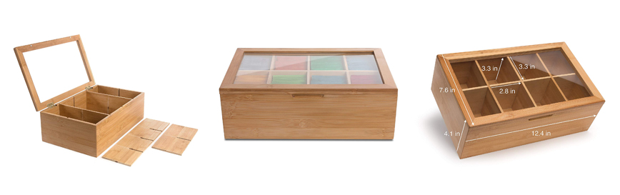 Bamboo Tea Box Storage Organizer