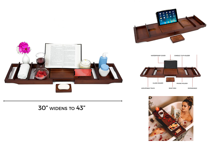 Bamboo Bath Tray with Extendable Sides