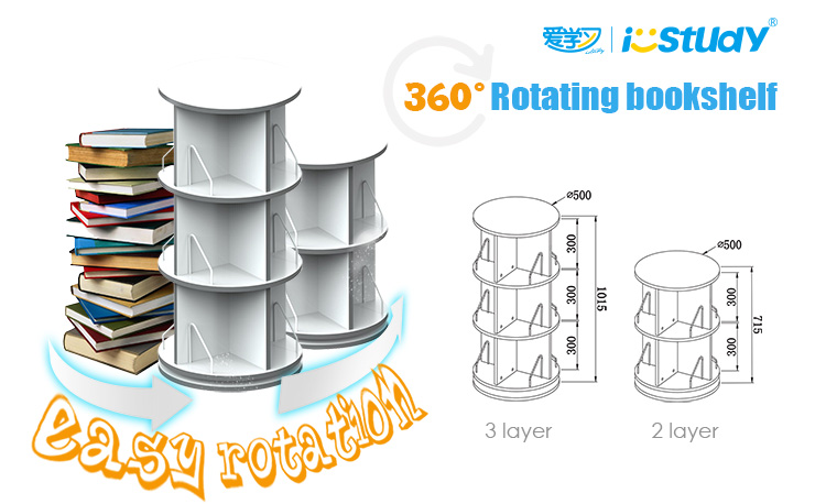 student rotating bookshelf