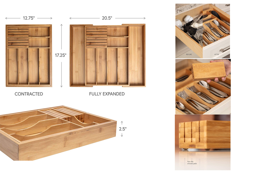 Expandable Bamboo Kitchen Drawer