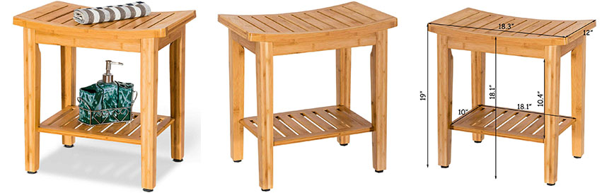 Natural Bamboo Shower Seat Bench 
