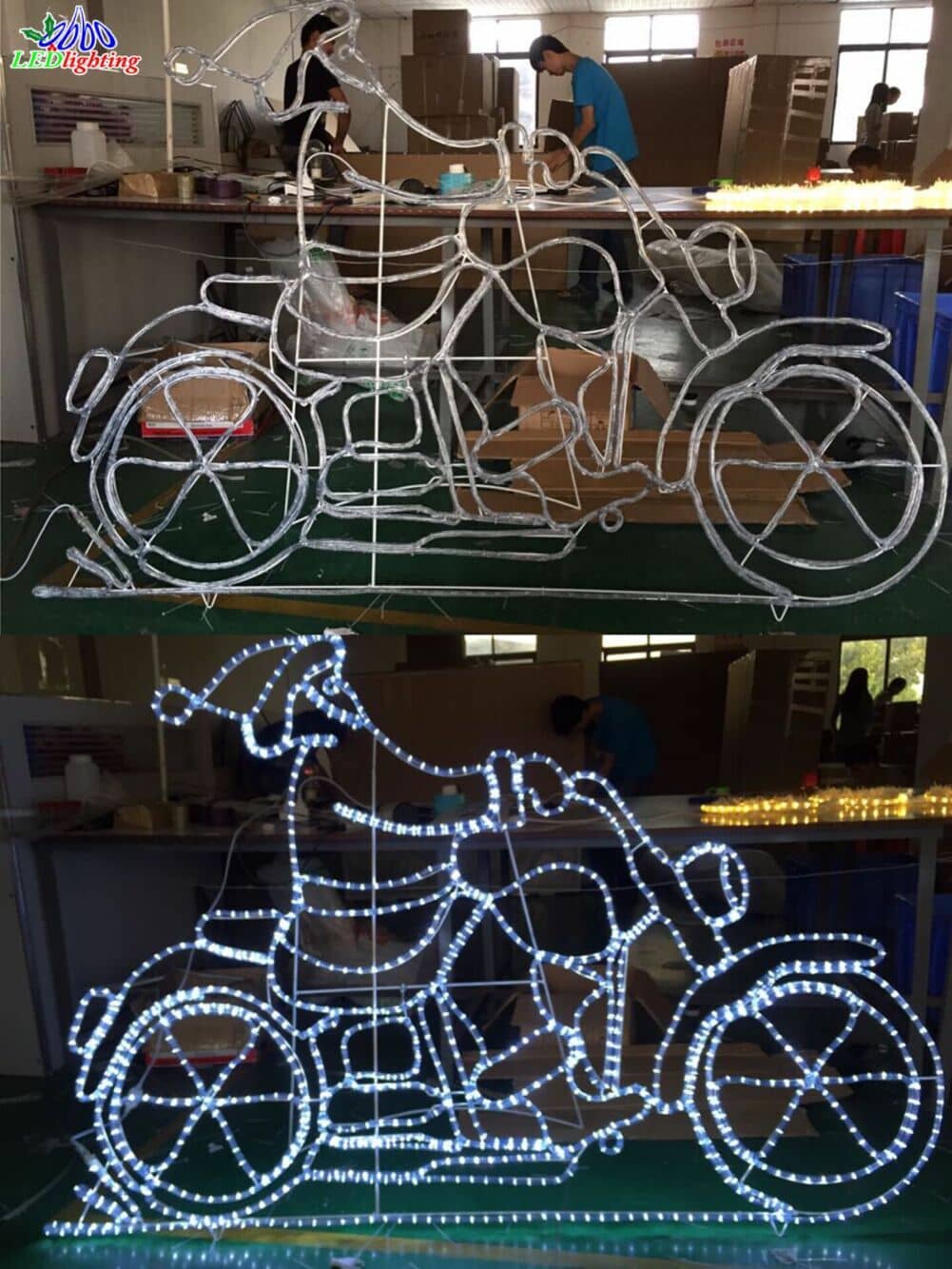 metal frame santa claus with lights