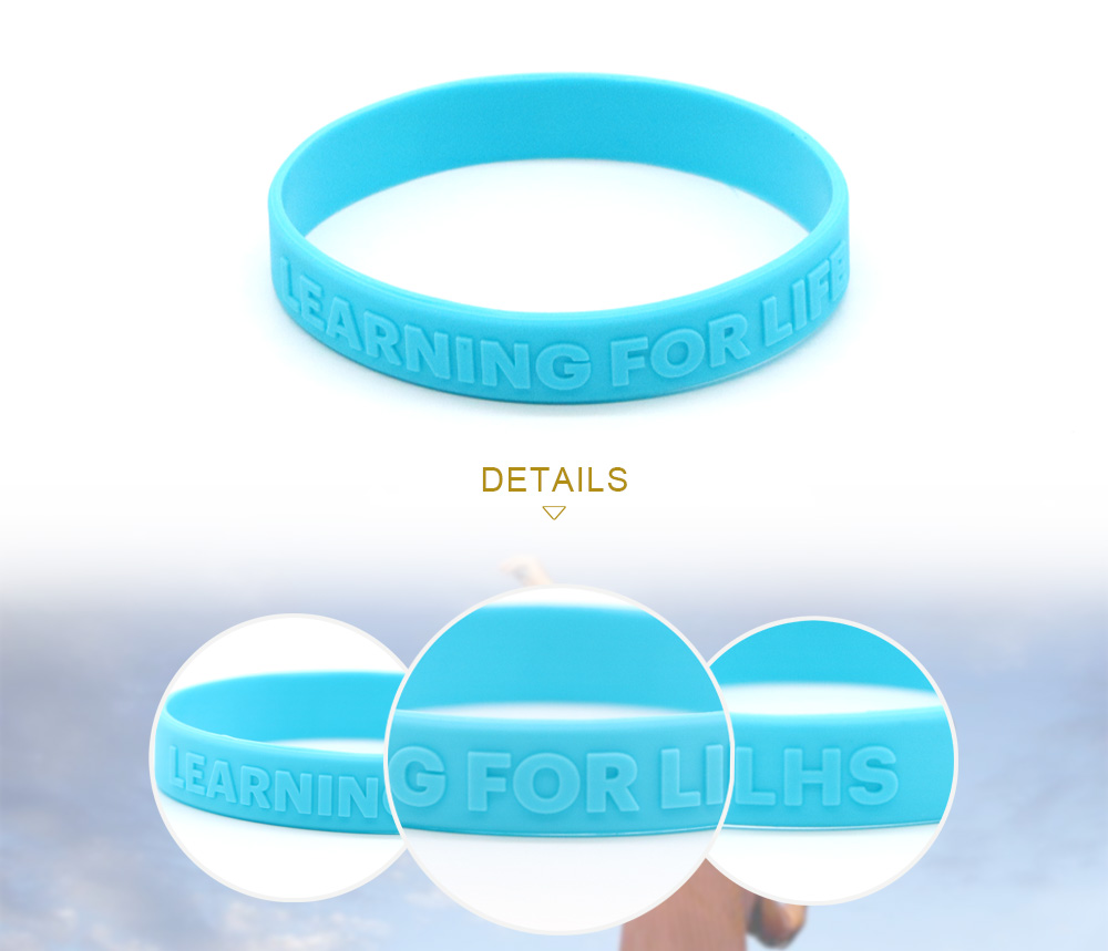 Durable child safe stretch resistant Embossed Silicone Wristband