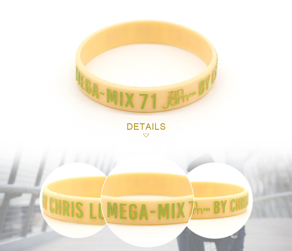 Text popping Out Colored Text Embossed Printed Silicone Wristband No Minimum