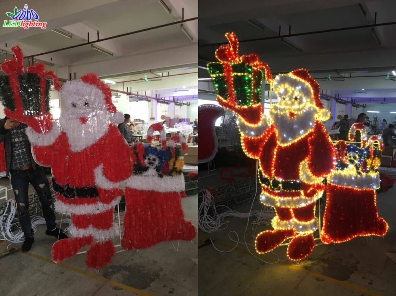 Santa wave outdoor lighted display