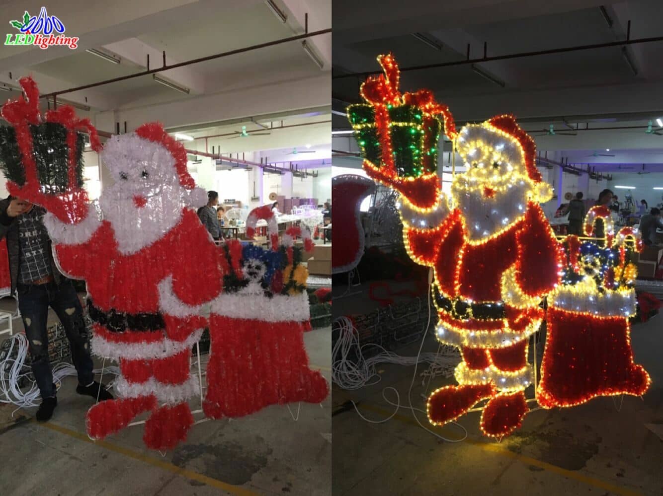 led motif light with deer cart santa claus