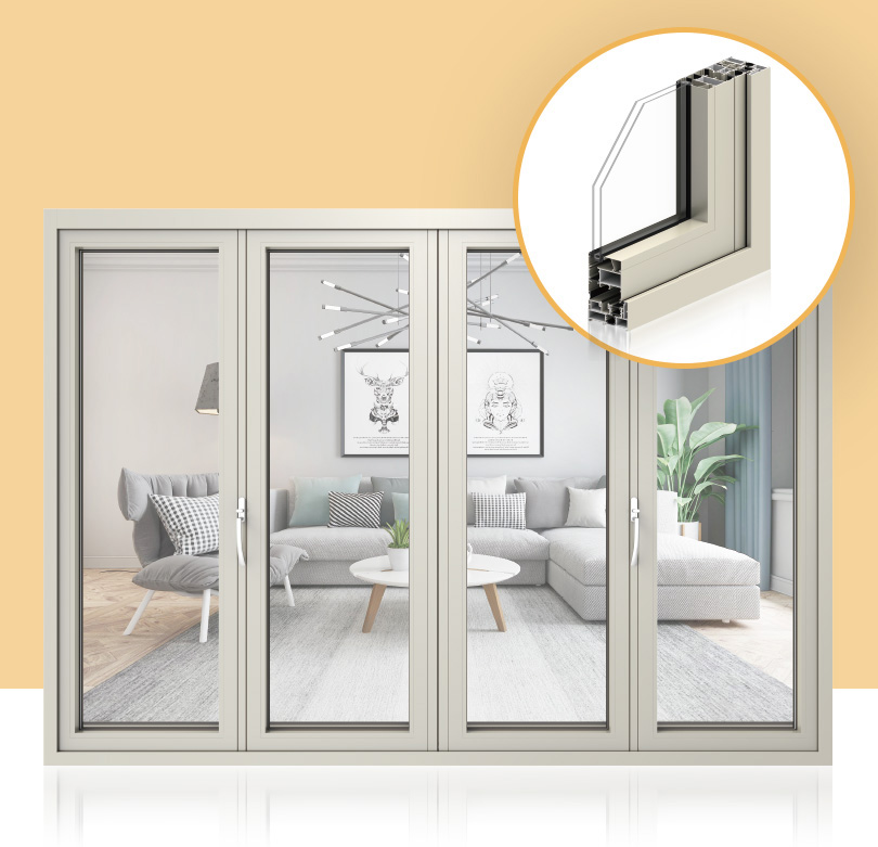 Modern sliver aluminum folding doors system