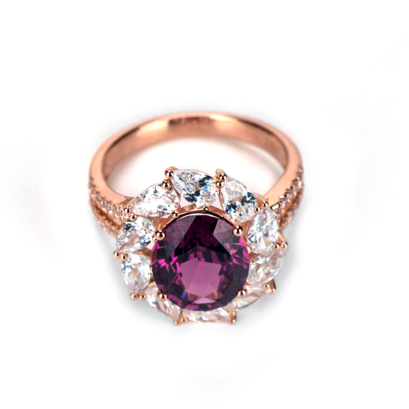 9K Rose Gold Garnet Ring