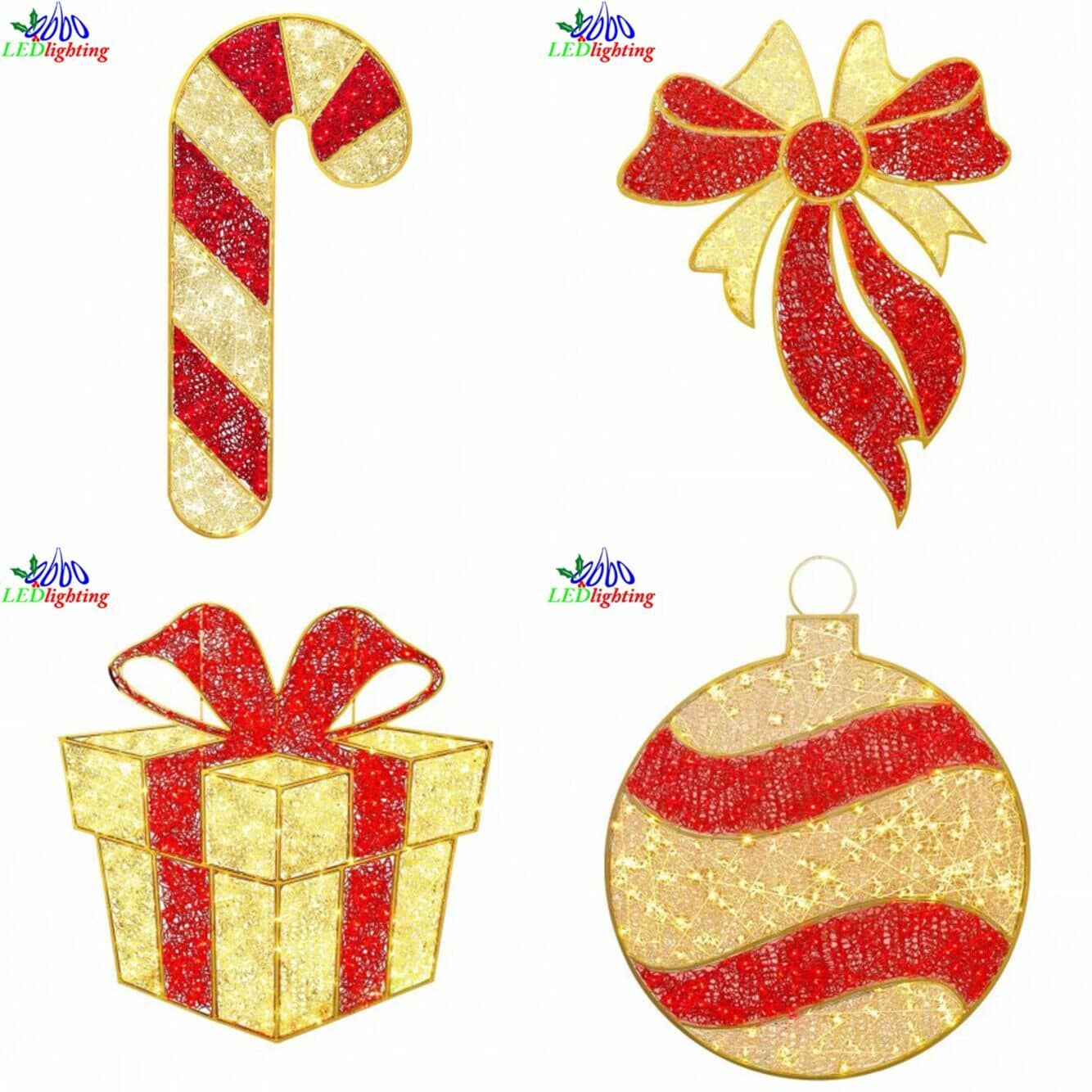 Acrylic decorative candy cane and ball