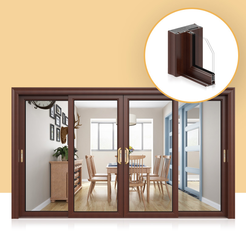 Wood Color Aluminum Sliding Door