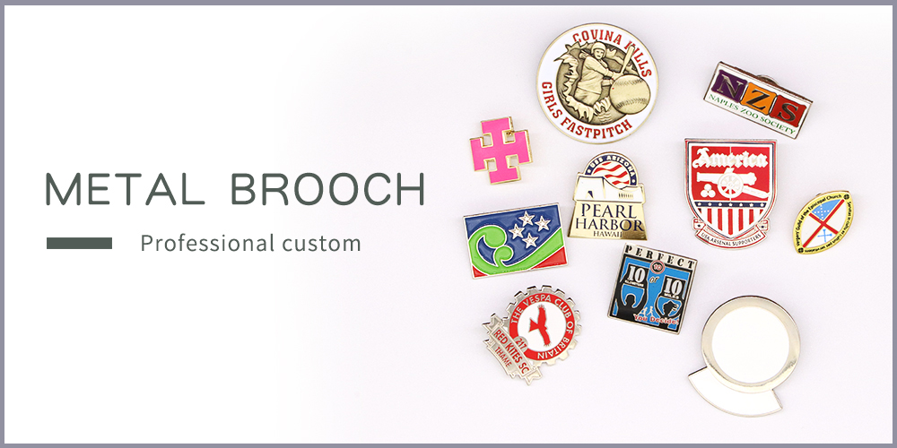 professional custom color and shape metal badge brooch