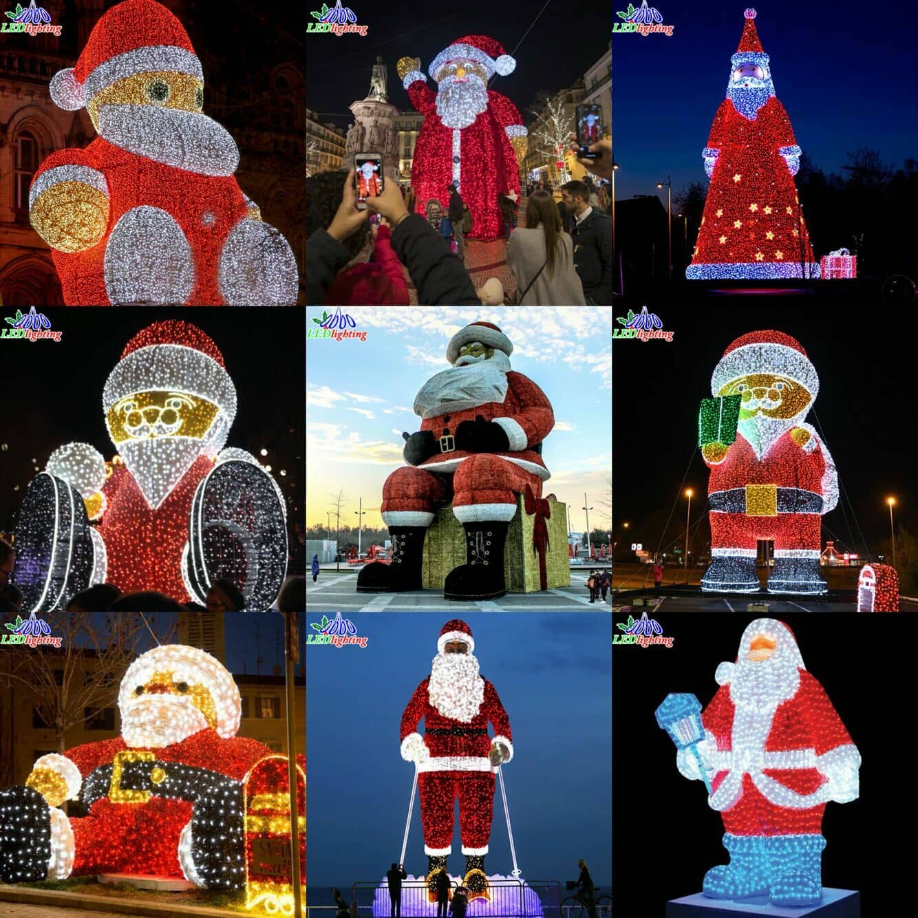 Led santa claus motif sculpture light