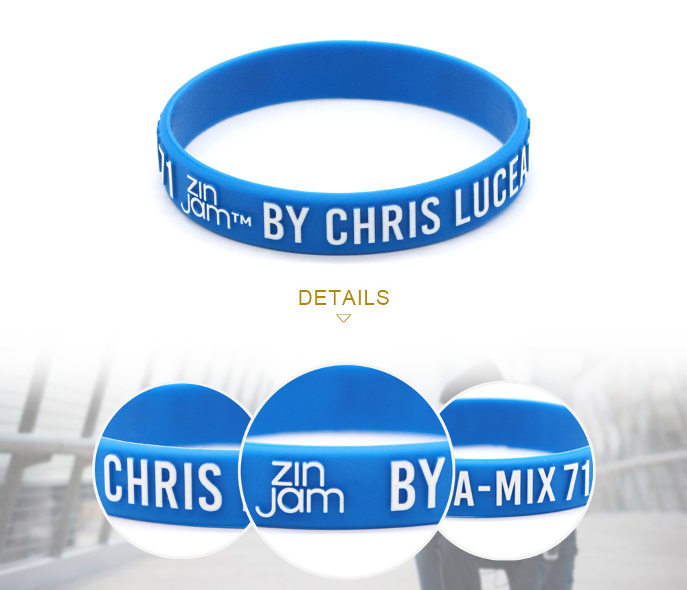 Text popping Out Colored Text Embossed Printed Silicone Wristband No Minimum