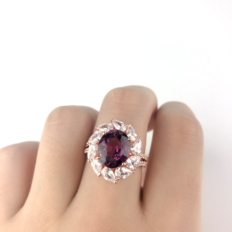 9K Rose Gold Garnet Ring