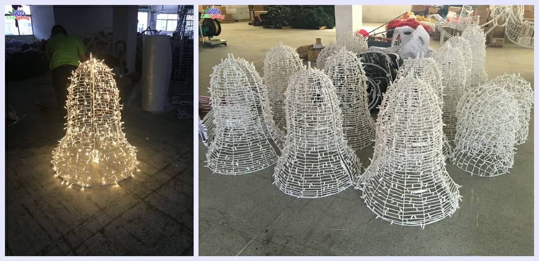 commercial Christmas lighted bell sculptures