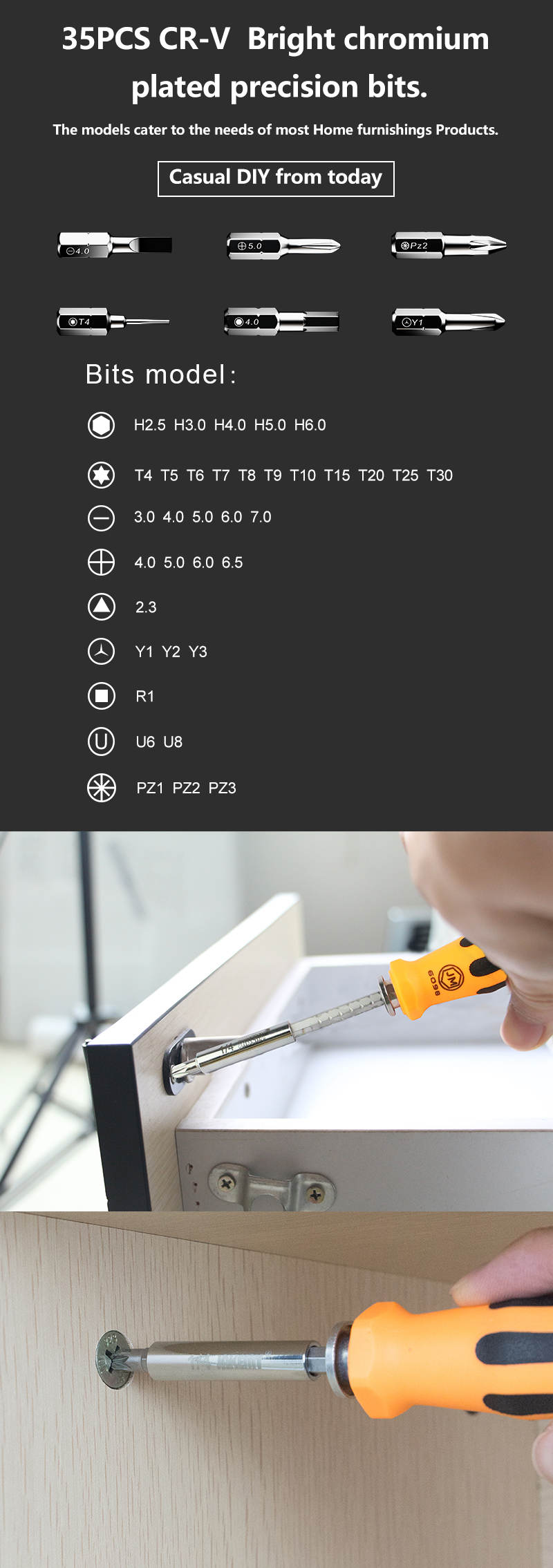 CR-V precision screwdriver bits