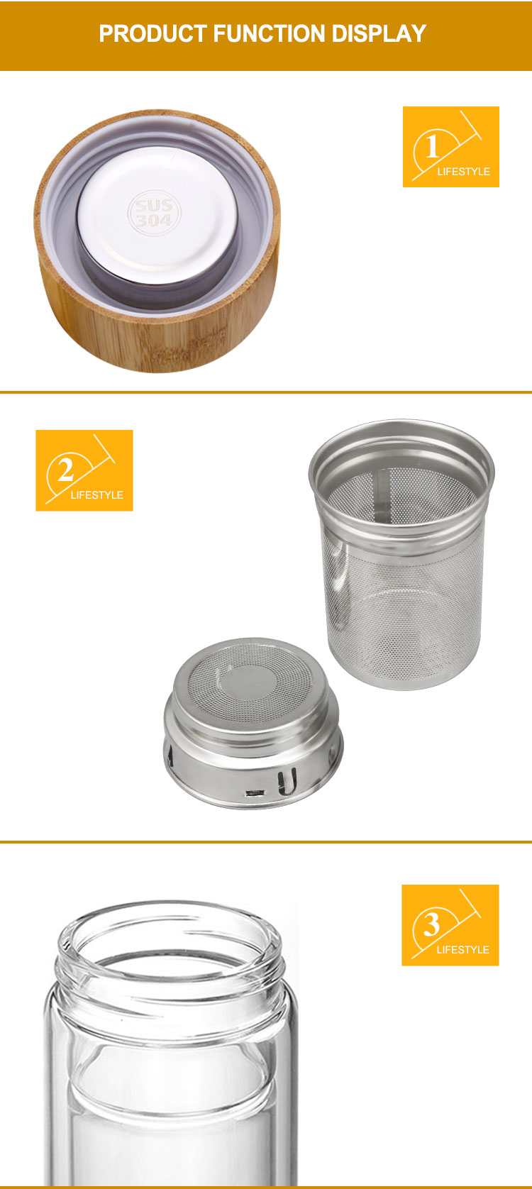 Bamboo lid water bottle Bamboo lid water bottle