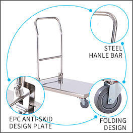 stainless steel folding handle platform trolley
