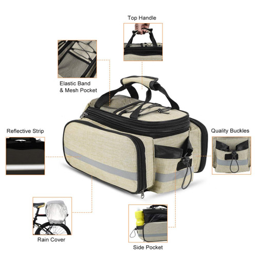 High capacity bicycle trunk bag