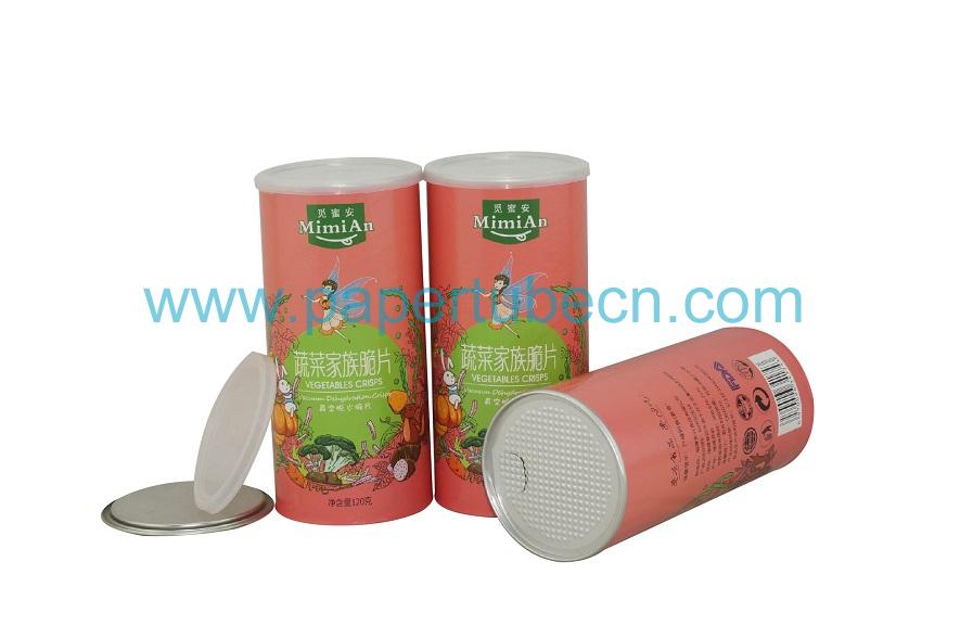 Composite Dried Vegetable Family Crisps Food Grade Paper Tube