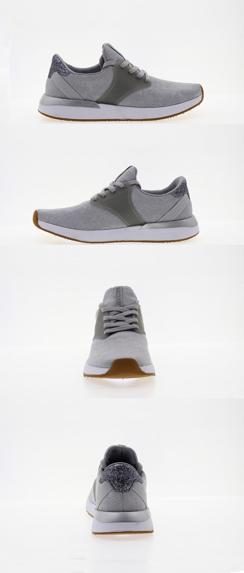Grey fabric jogging shoes