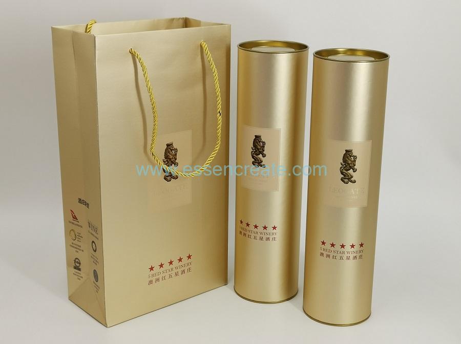 Yellow Tin Gold Card Printing Wine Packaging Tube Yellow Tin Gold Card Printing Wine Packaging Tube