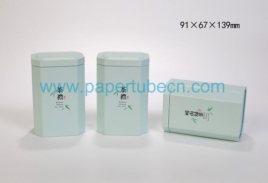 Green Tea Octagonal Metal Cans Tin Square Packaging Gift Box