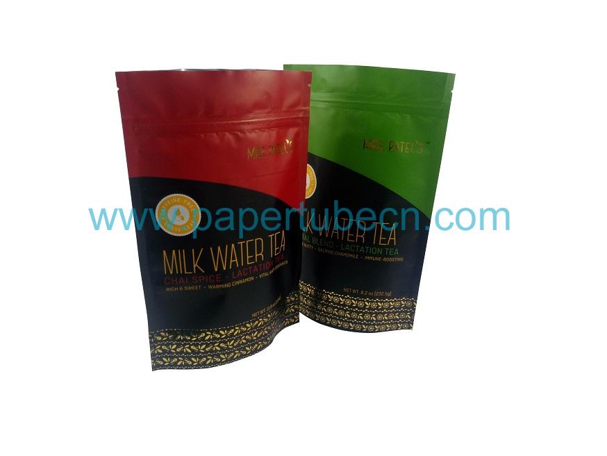 Aluminum Foil Resemble Stand Up Ziplock Food Packaging Bag for Tea and Snack