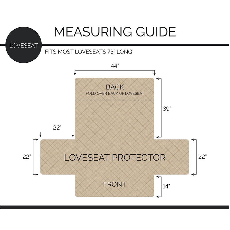 loveseat quilted cover diamension