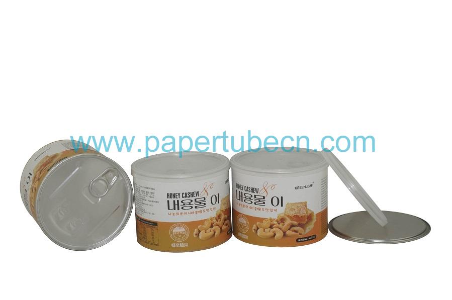 Custom Food Grade Paper EOE Honey Cashew Canister Packaging Tube